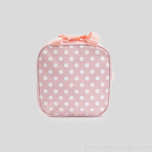 Pink Polka Dot Tote Lunch Bag